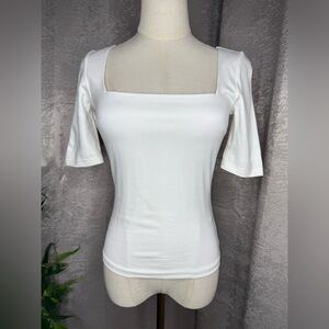 NWT Love, Bonito White Square Neck Blouse Top Sz 2
